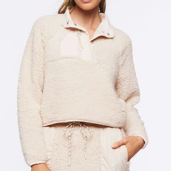 Forever 21 - cropped faux shearling pullover - cream - Picture 1 of 4